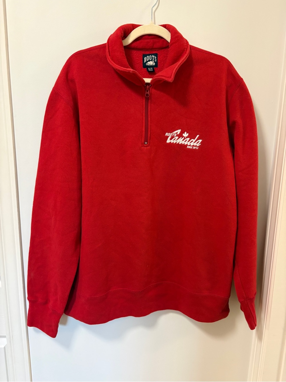 Vintage Roots Athletic Sweatshirt Size XL 1/4 Zip Embroidered Y2K Canada Made